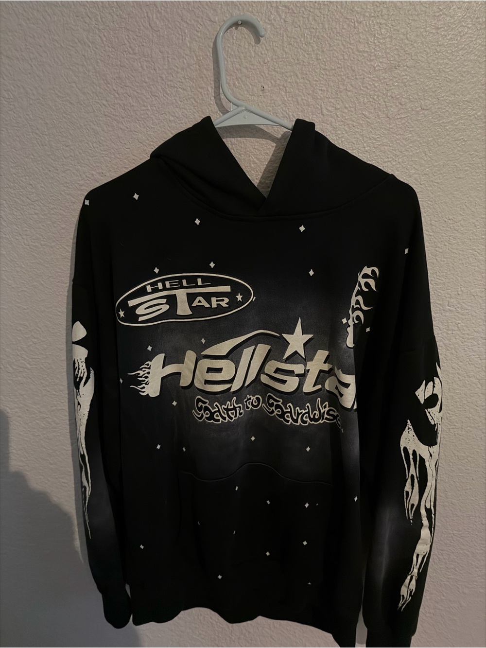 HELLSTAR Black Graphic Crewneck Sweater - Men's Hooded Pullover